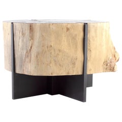 Italian Craft, Tuscan White Oak on Black Steel Mount Table