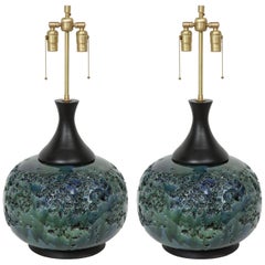 Italian Crater Glazed Orb Lamps