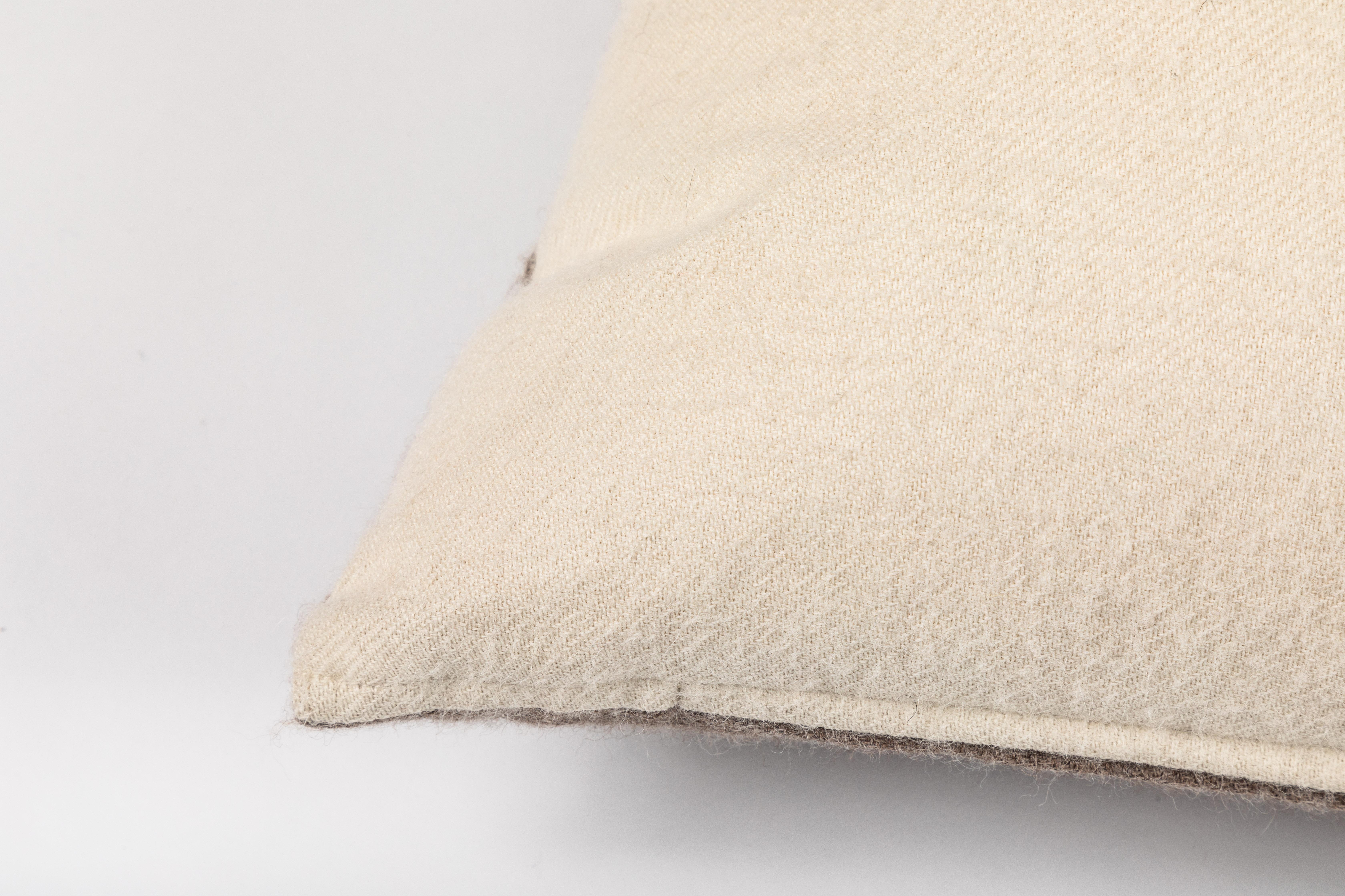 Modern Italian Cream and Putty Cashmere Lumbar Pillow For Sale