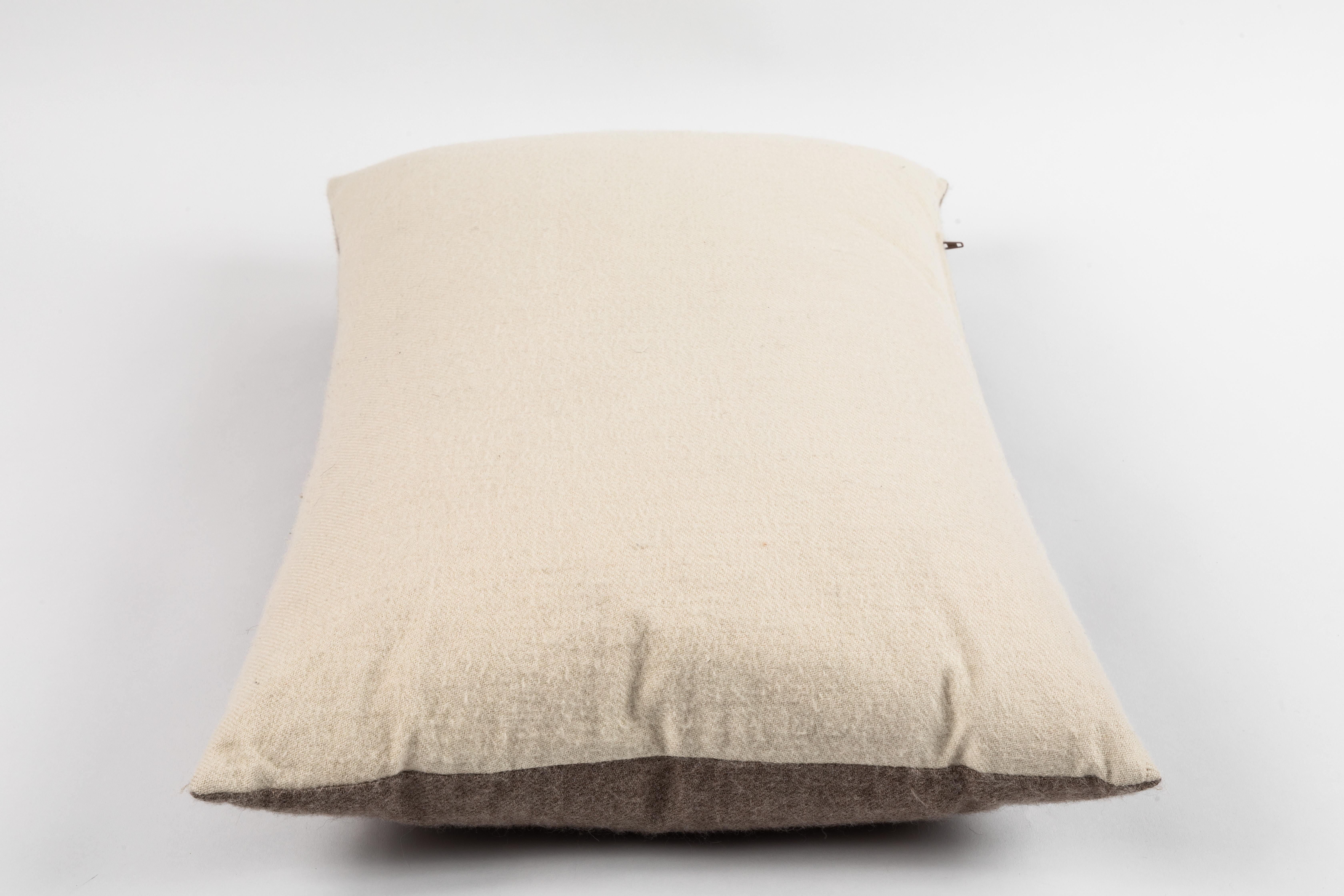 Wool Italian Cream and Putty Cashmere Lumbar Pillow For Sale