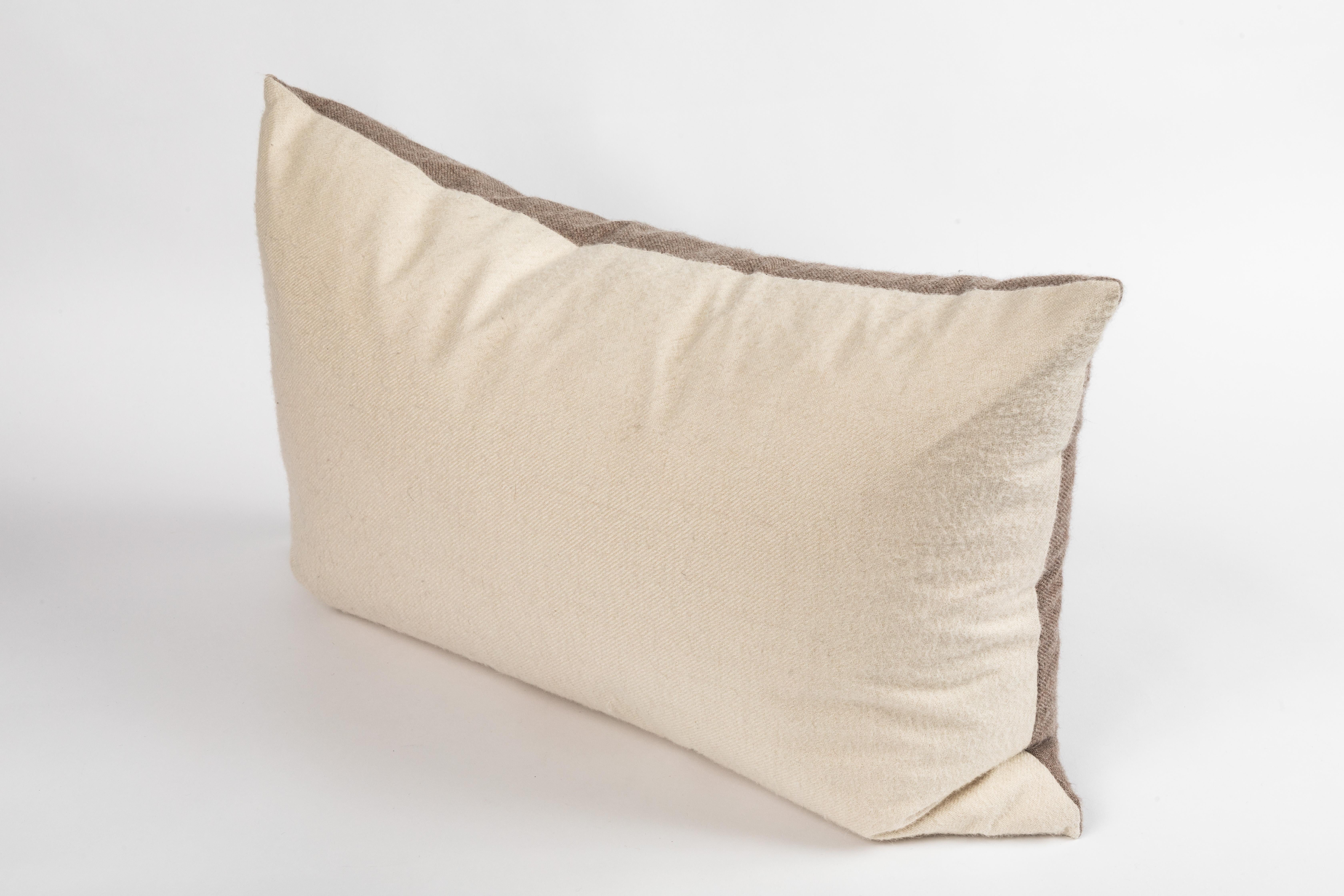 Italian Cream and Putty Cashmere Lumbar Pillow For Sale 1