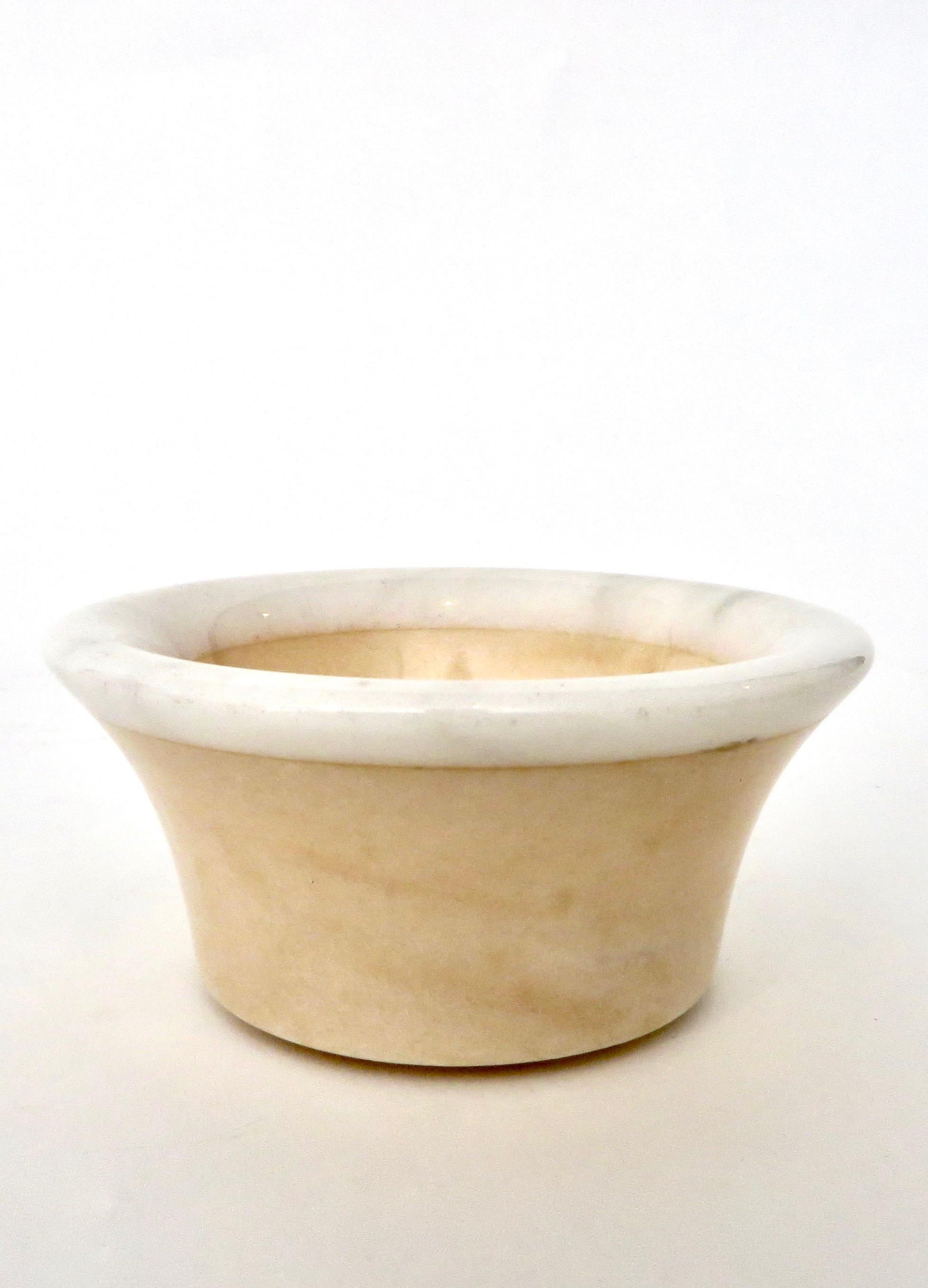 Italian Cream and White Marble Bowl Dish or Vide Poche 1