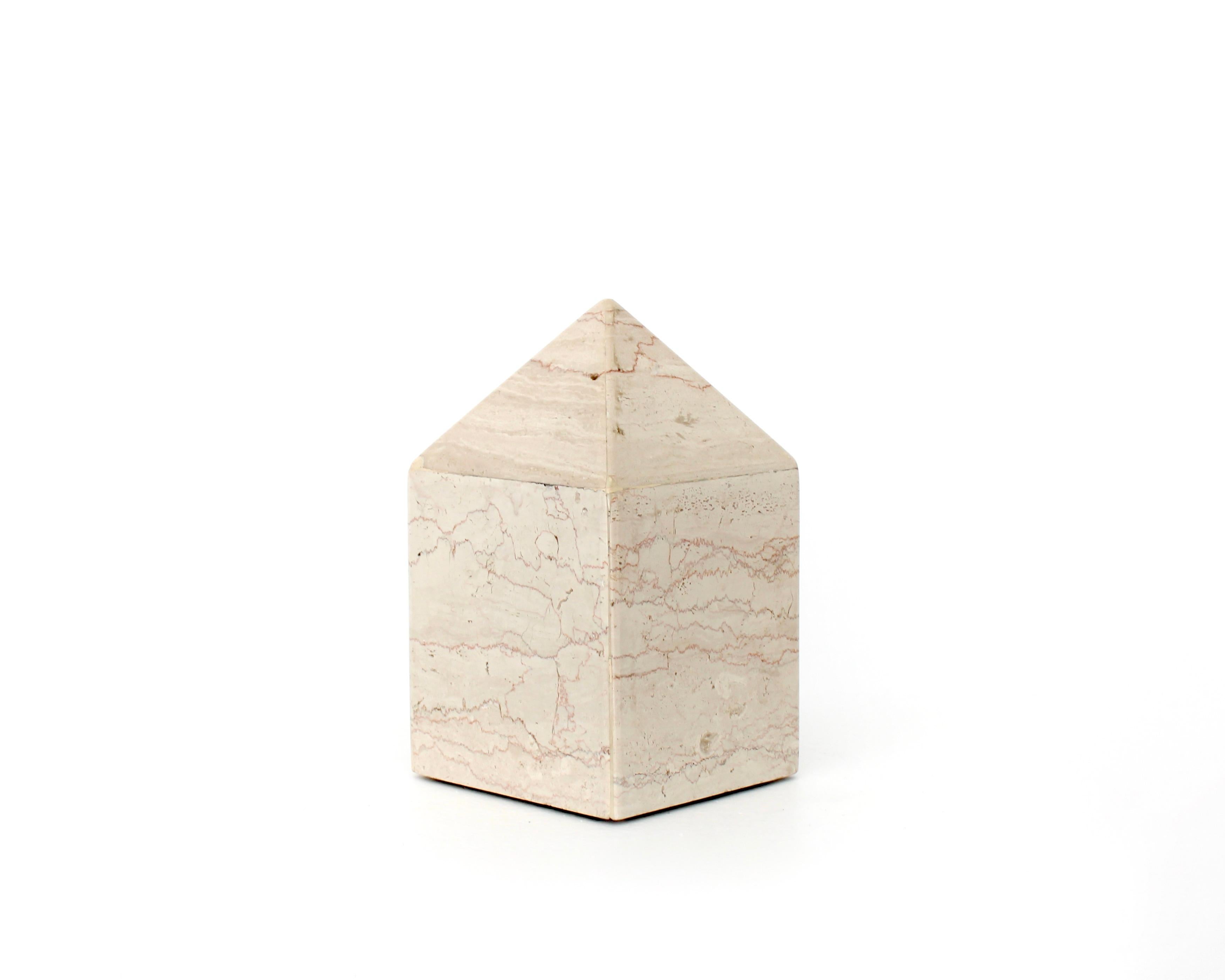 Mid-Century Modern Italian Cream Architectural Marble Obelisk For Sale