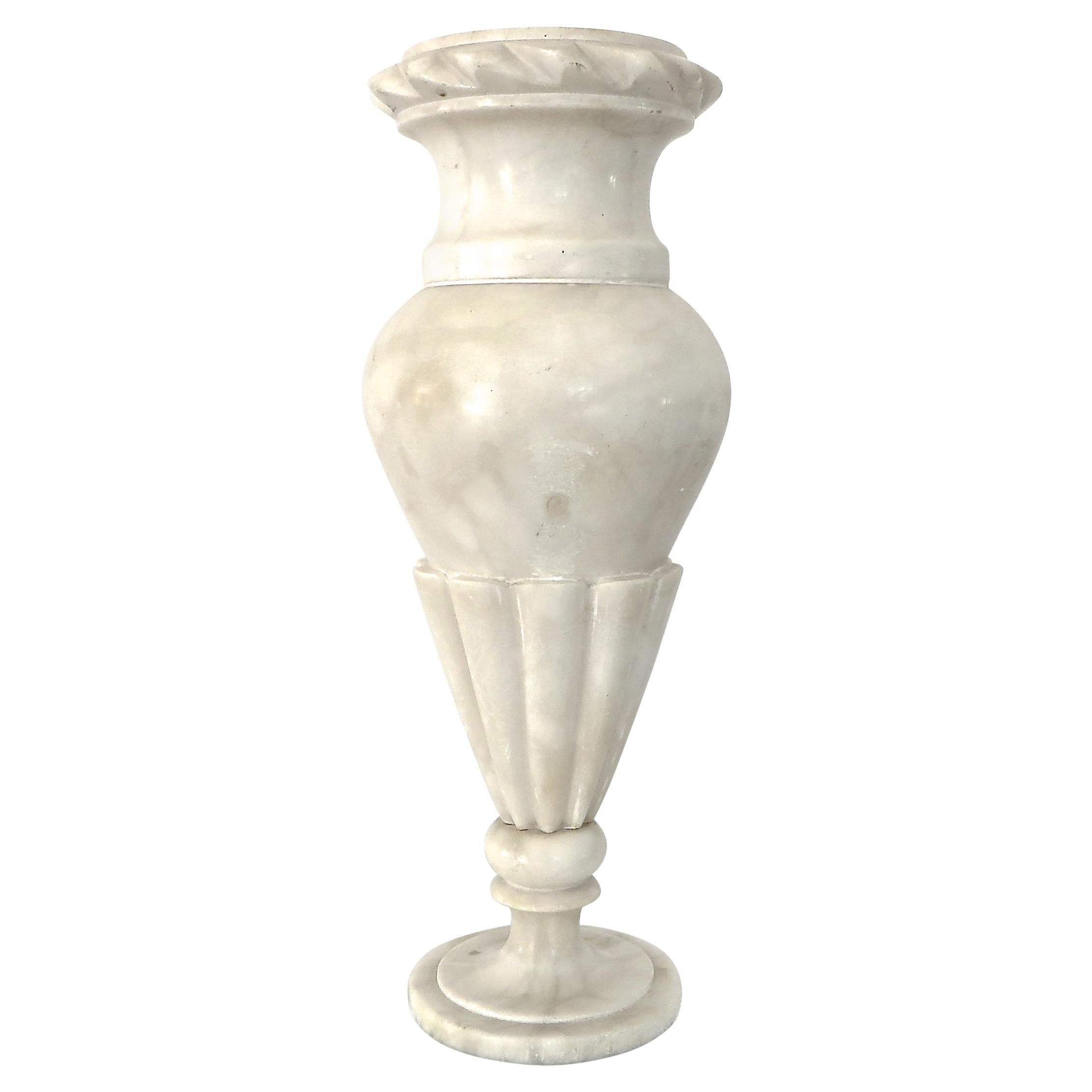 Italian Cream Carved Alabaster Vase in Neoclassical Style