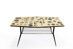 Italian Cream Colored Side Table with Shell Motives, 1950s