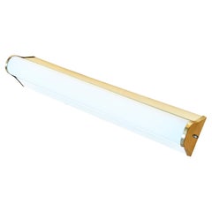 Lampada da parete/soffitto italiana di metà secolo in metallo color crema, plastica e ottone