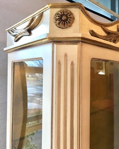 Gustavian Cream Painted and Gold Gilt Display Cabinet Vitrine