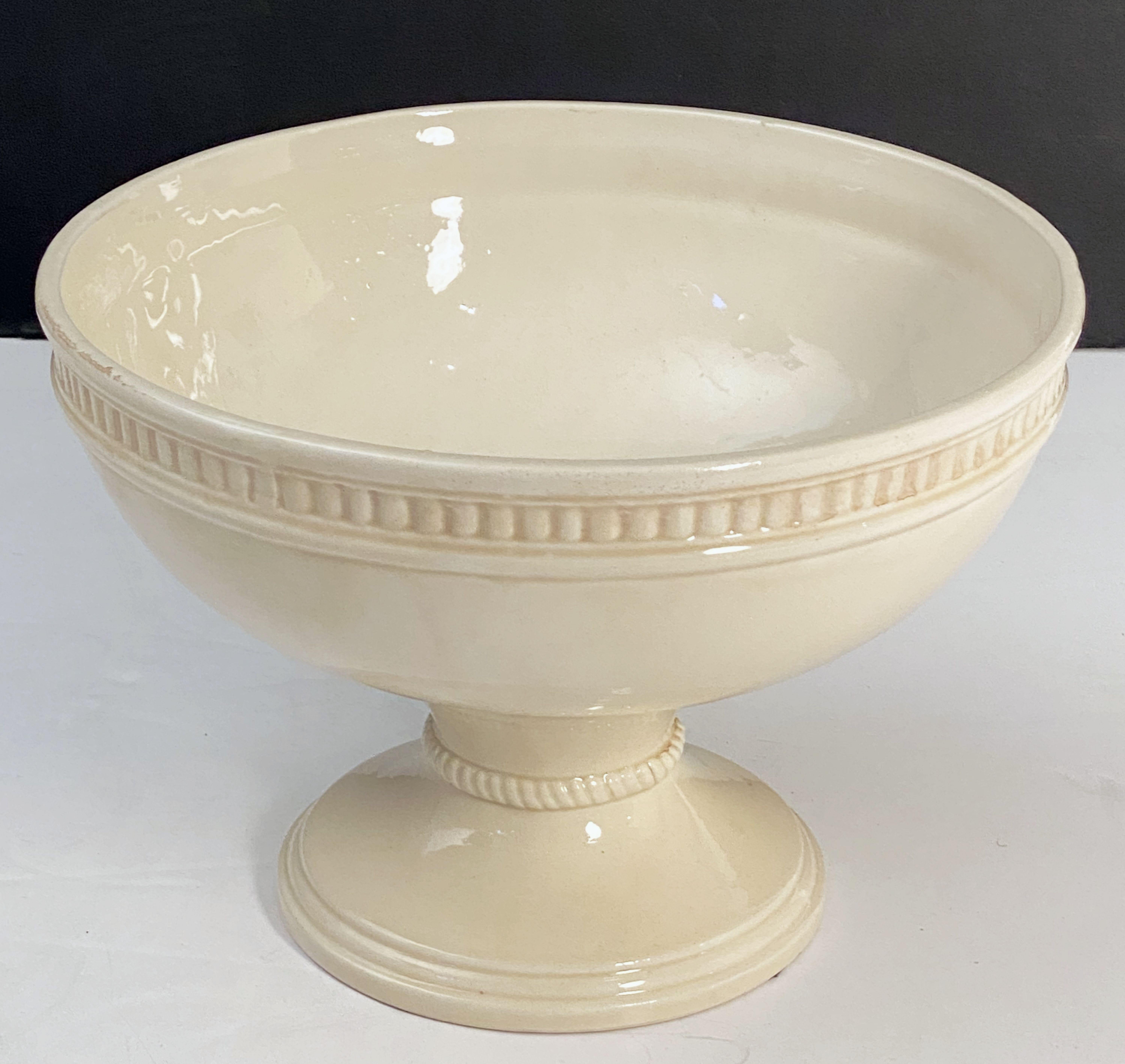 Glazed Italian Creamware Tureen or Bowl on Pedestal with Mixed Fruit Topiary Top