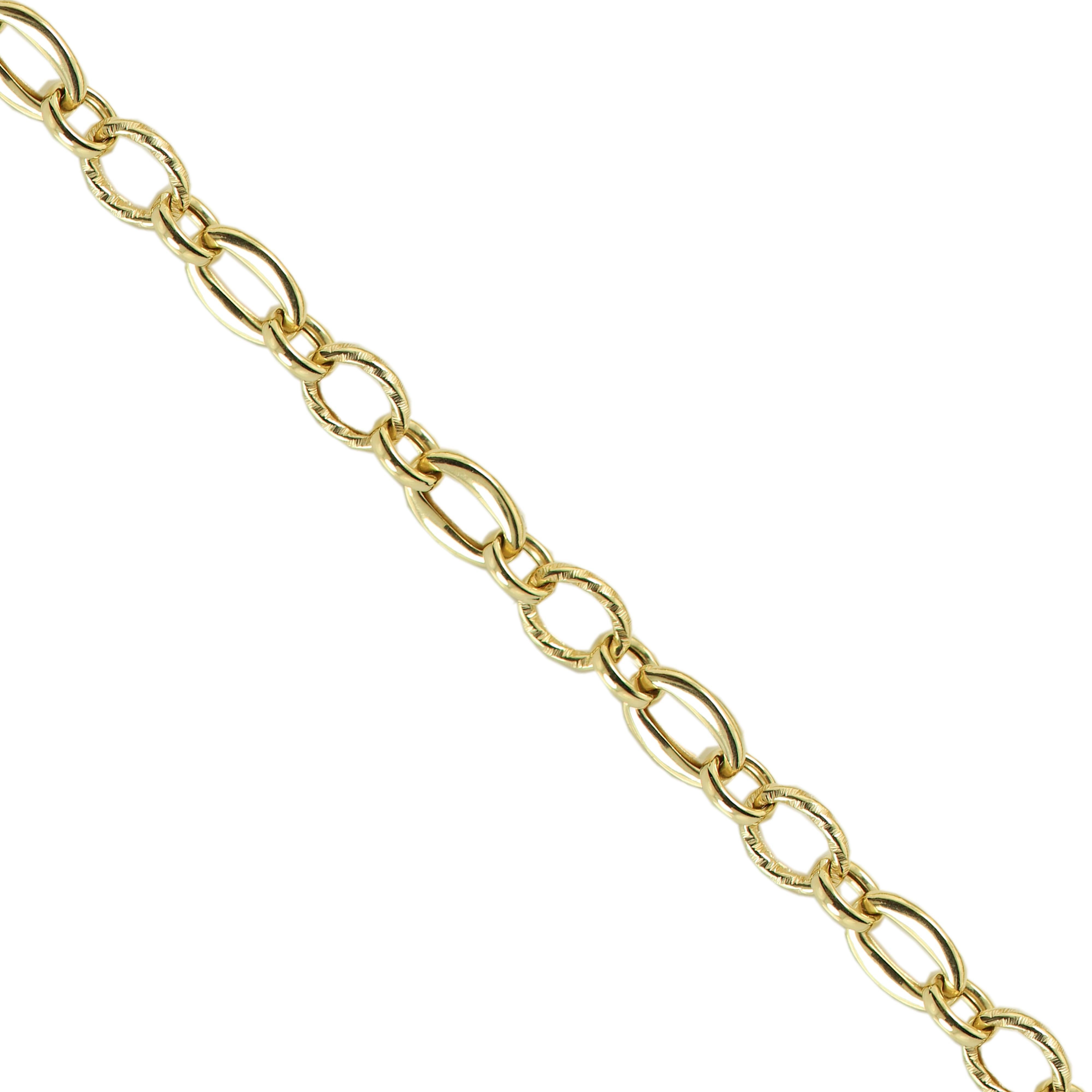 Italian Creative Link Chain set Necklace and Bracelet 14 Karat Yellow Gold Links For Sale 7