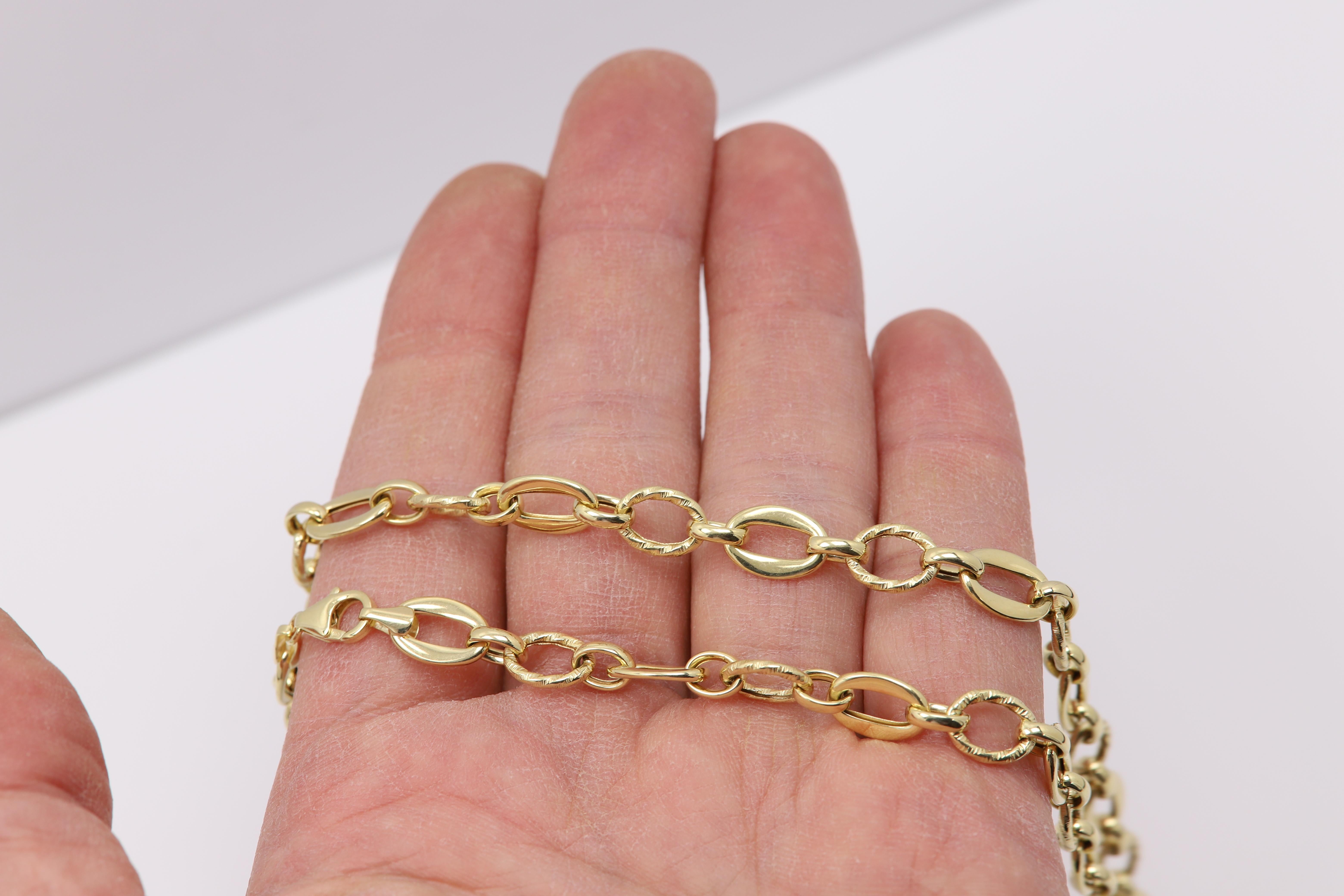 Italian Creative Link Chain set Necklace and Bracelet 14 Karat Yellow Gold Links For Sale 3
