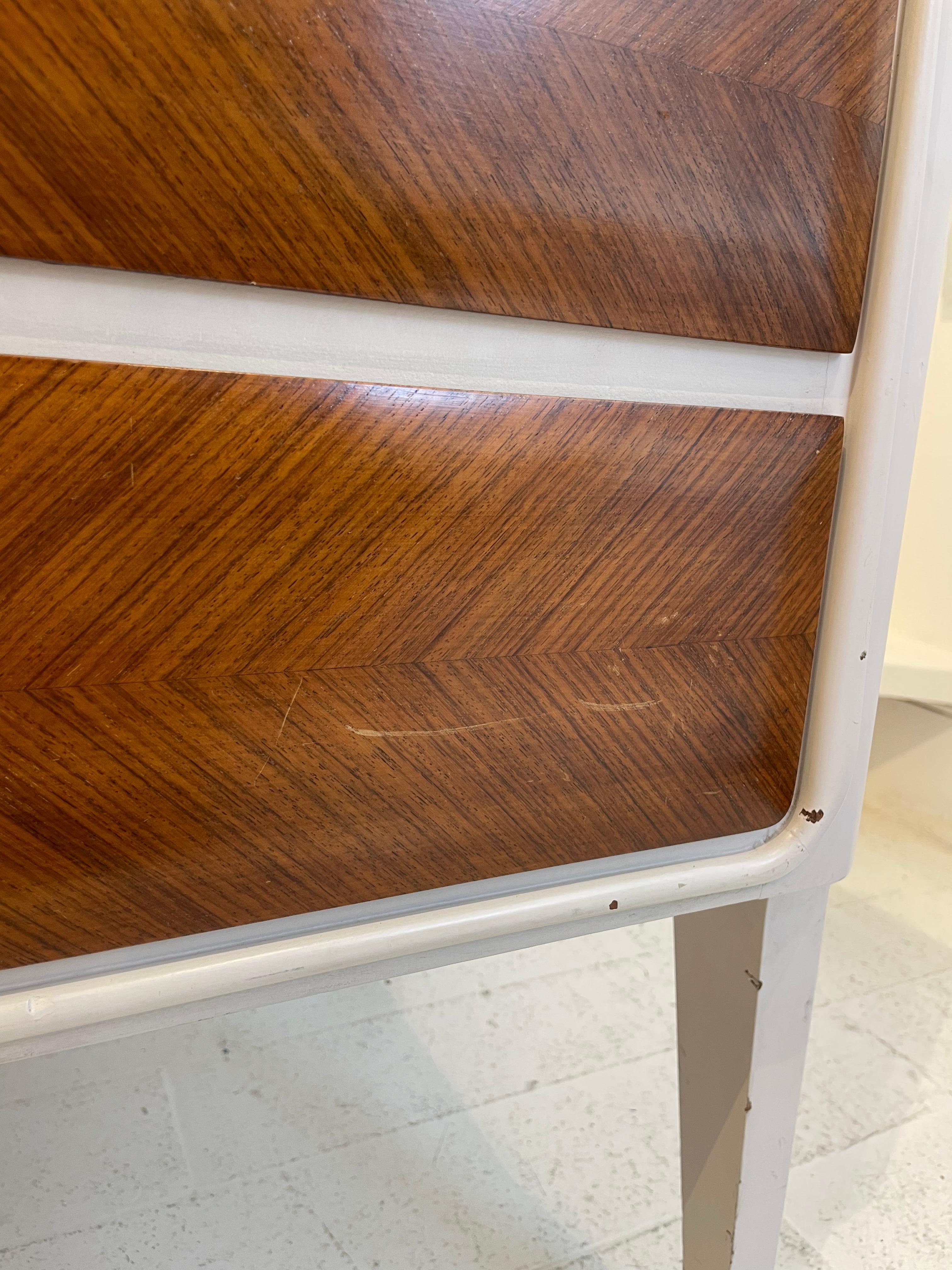 Mid-20th Century 1950s  Italian credenza sideboard with inlaid glass top For Sale