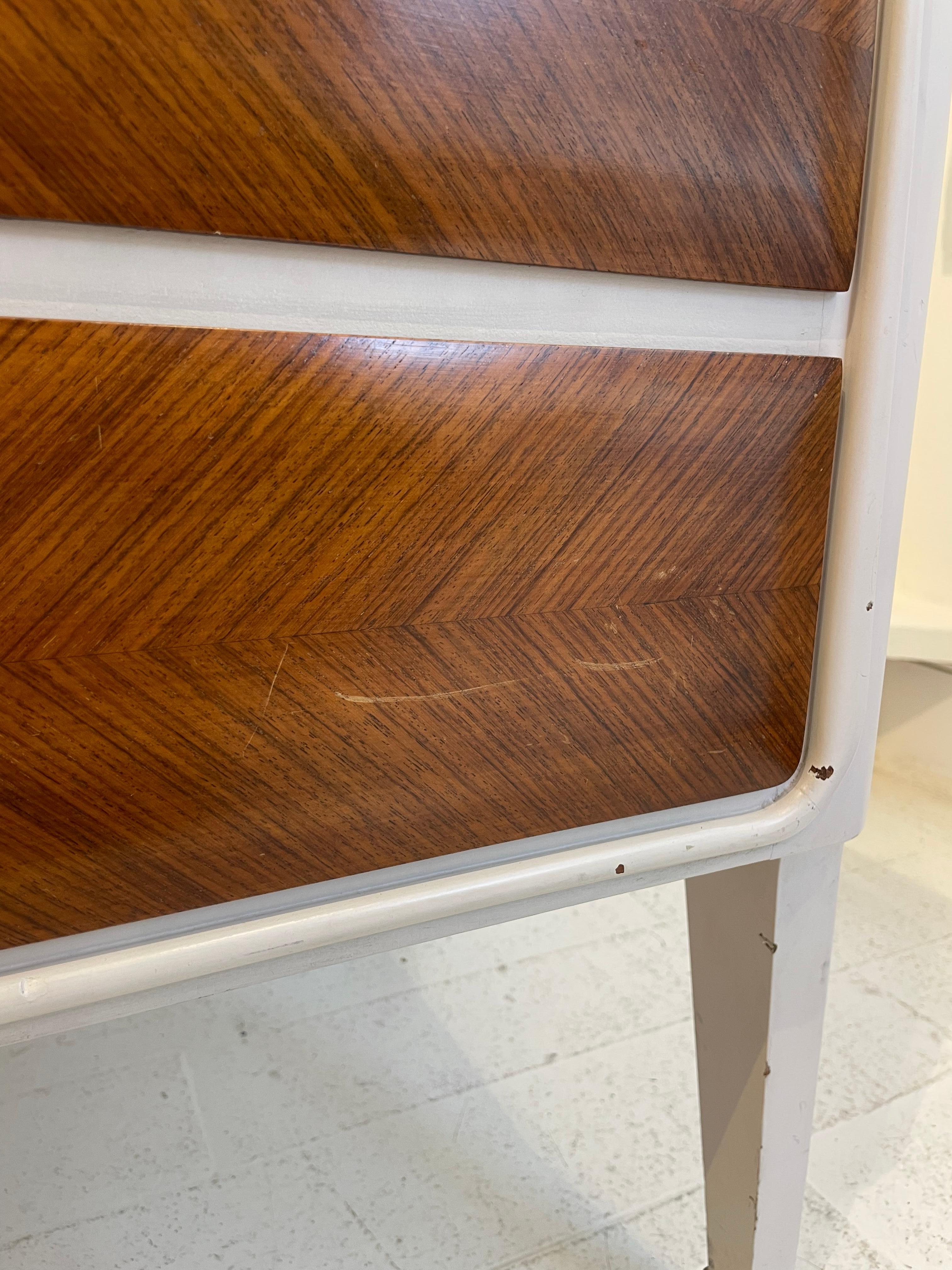 Wood 1950s  Italian credenza sideboard with inlaid glass top For Sale