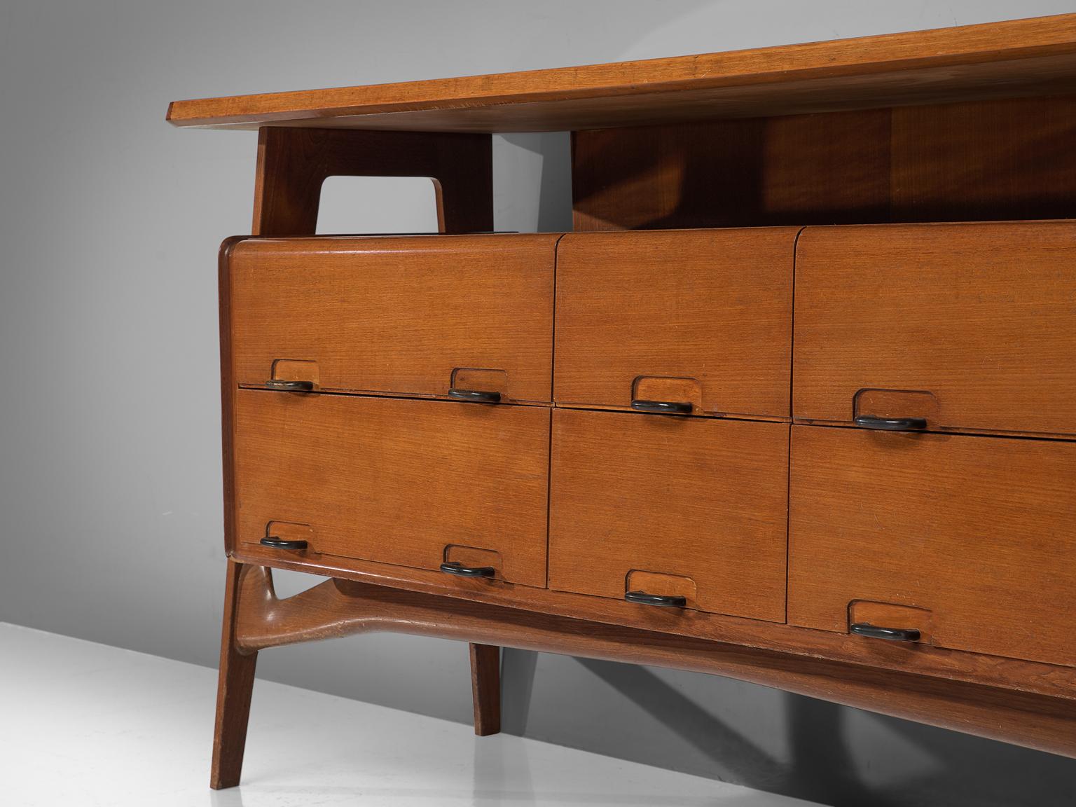 Italian Credenza in Fruitwood and Glass 1