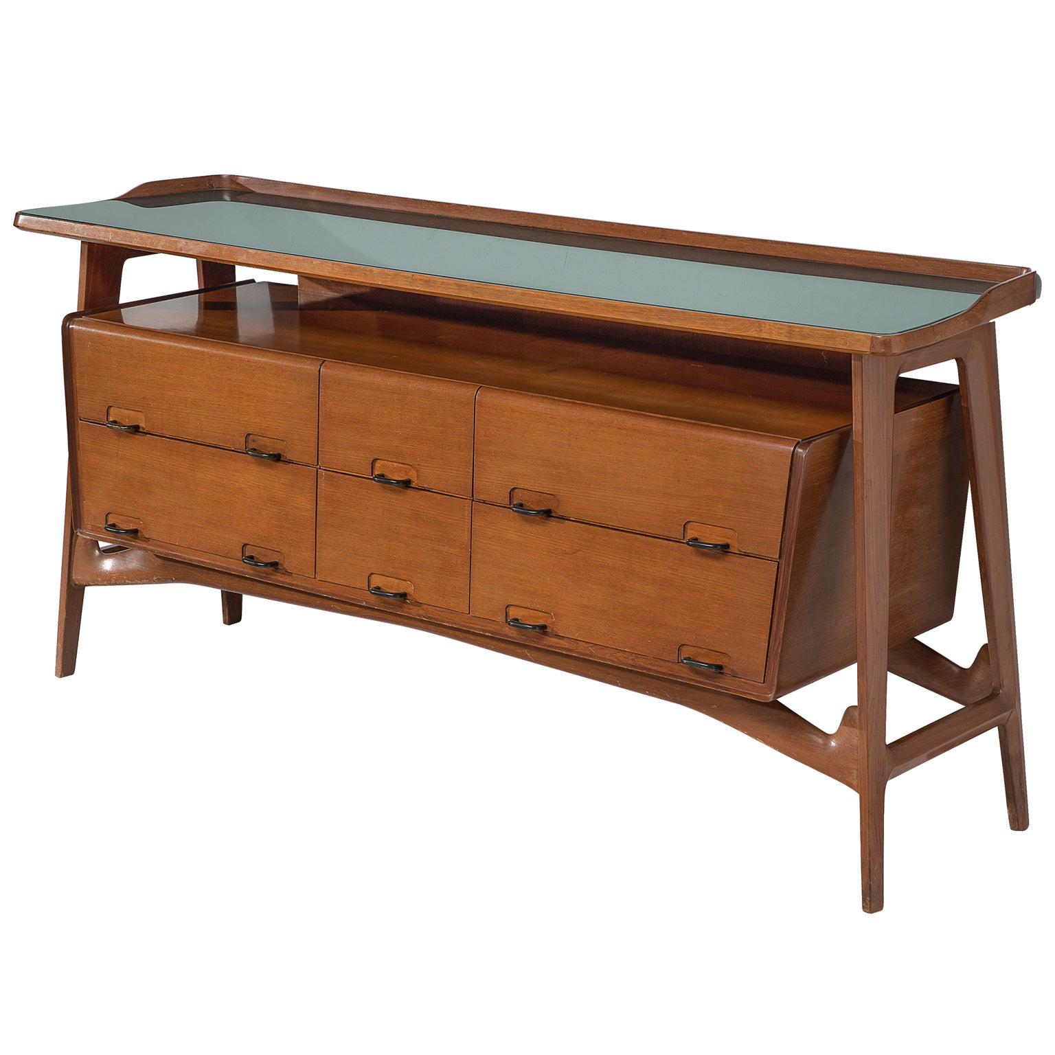 Italian Credenza in Fruitwood and Glass