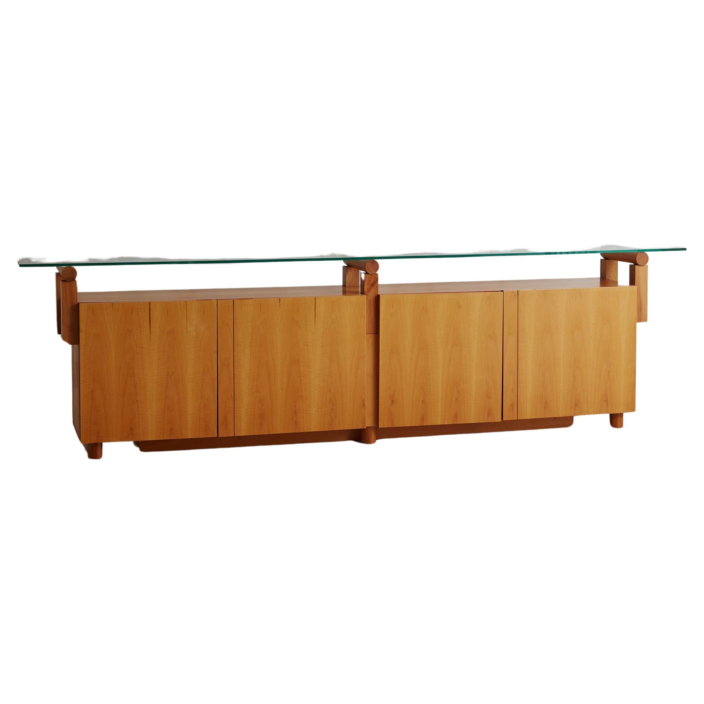 Italian Credenza with Glass Shelf, 1980s