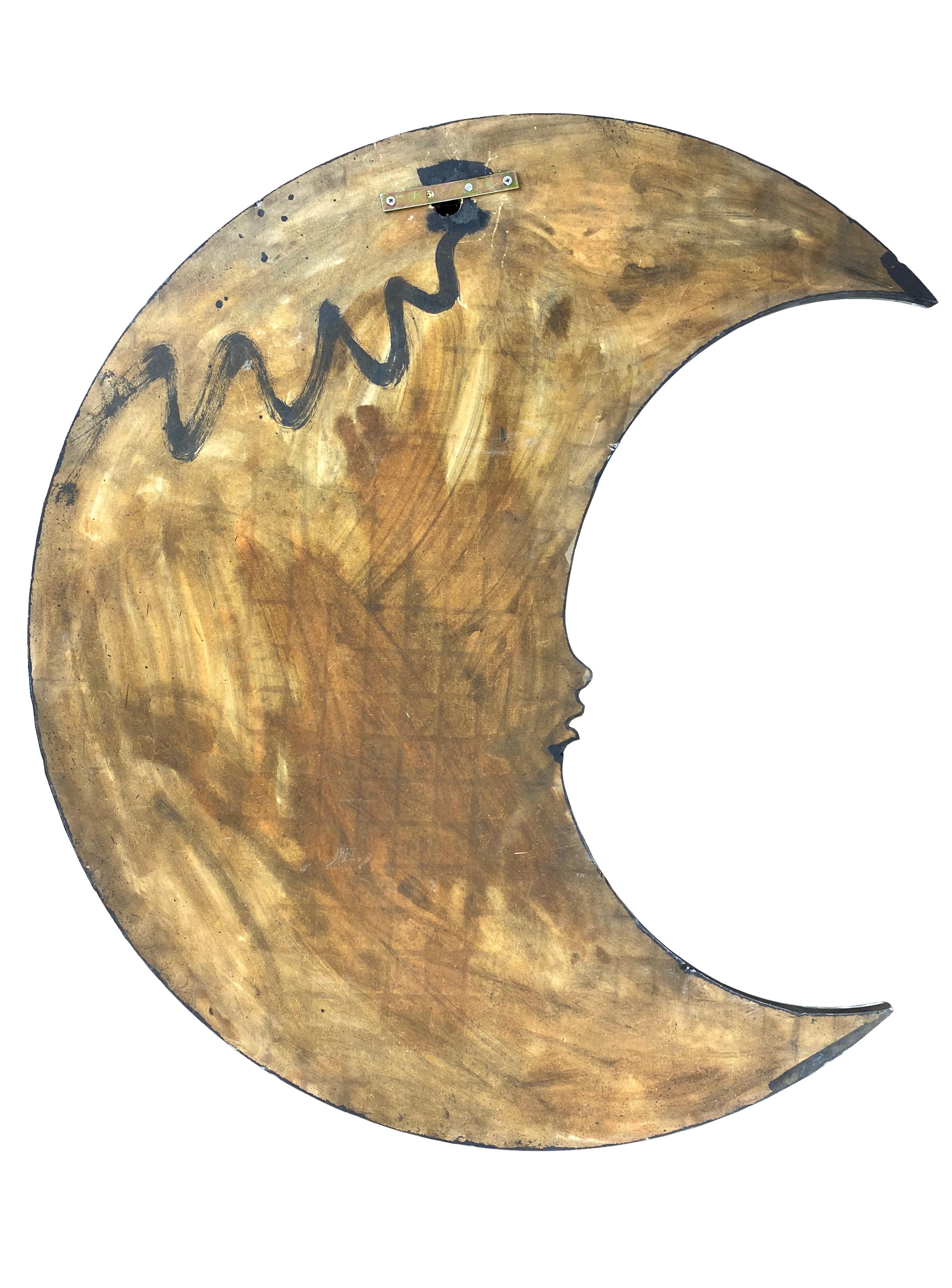 Italian Crescent Moon Face Wall Mirror, 1970s In Good Condition For Sale In Rome, IT