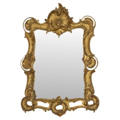 Espejo Italiano Crestado Estilo Rococó Resina Dorada 84cm