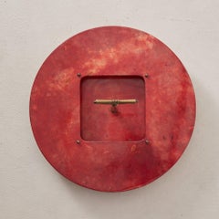Italian Crimson Goatskin Tray with Brass Handle Attributed to Aldo Tura, 1960s
