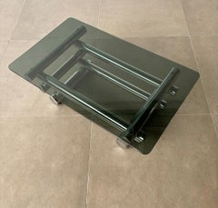 Italian Crome and Smoked Glass Coffee Table, attributed Paul Mayen in the 1970’