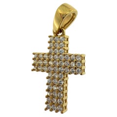 Italian Cross 18 karat Yellow Gold with Diamonds