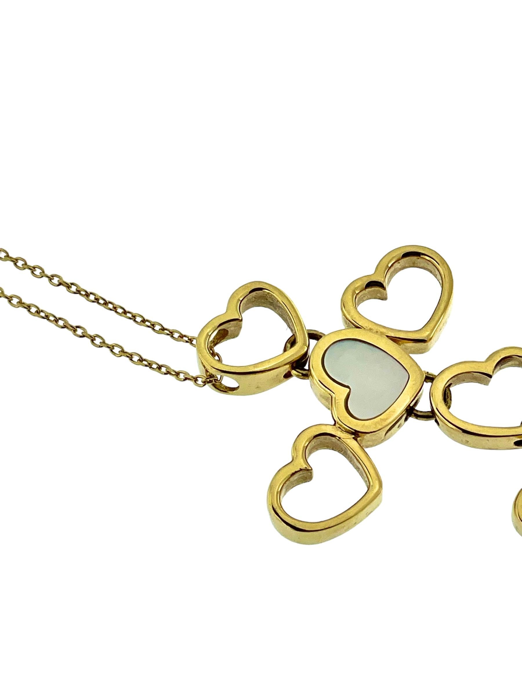 Collier Italien Croix de Coeurs Or Jaune 18 carats en vente 3