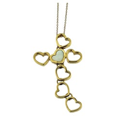 Italian Cross of Hearts Necklace 18karat Yellow Gold