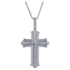 Collana con ciondolo a forma di croce italiana, regalo di fede in oro bianco 14k