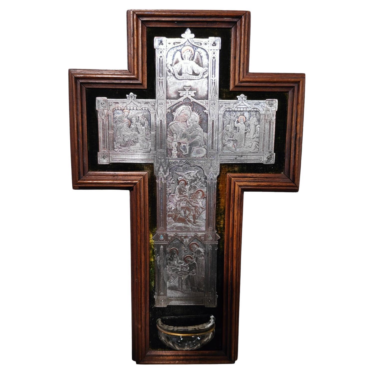 Italian Cross With Blessing Pot From The 19th Century