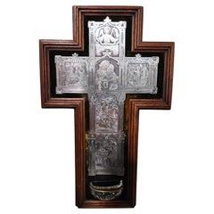 Antique Italian Cross With Blessing Pot From The 19th Century