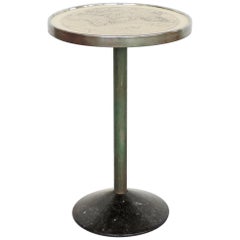 Italian Cruise Ship Side Table with World Map Top, Italy, 1940s