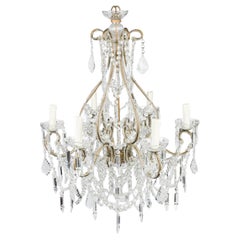 Italian crystal and beadwork 6 light chandelier