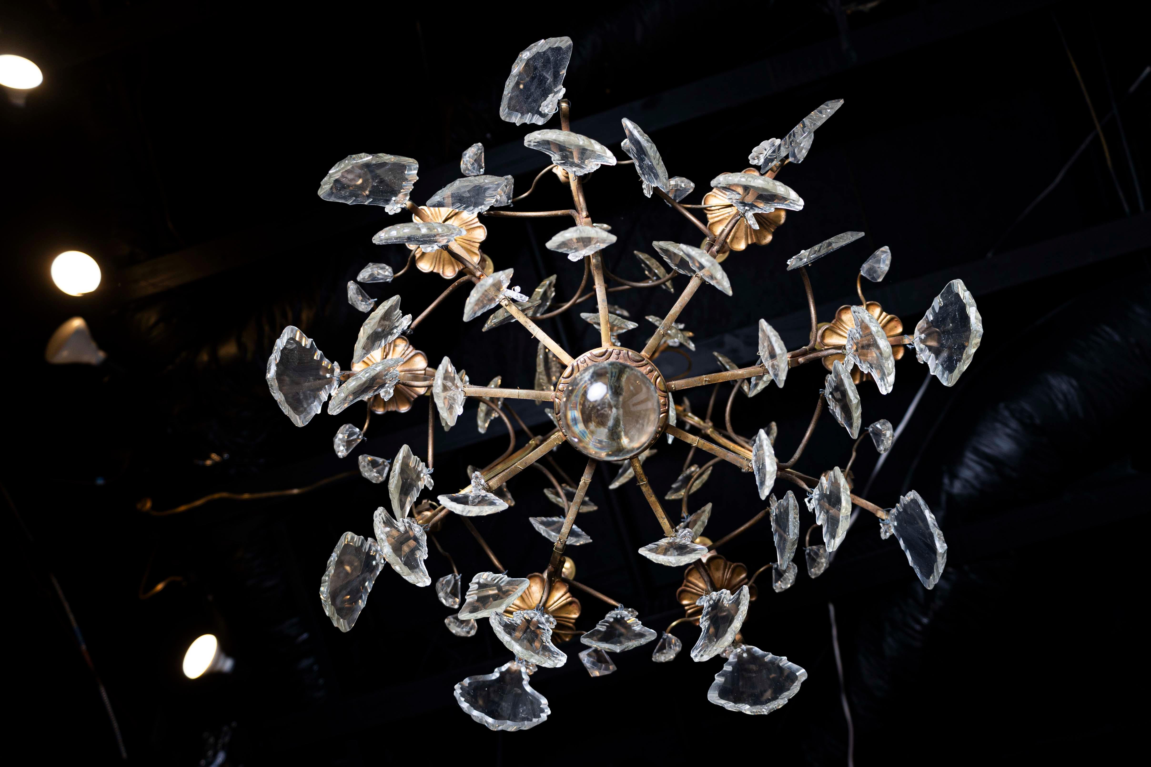 Lustre italien à six lumières avec obélisque et Pendeloques en vente 3