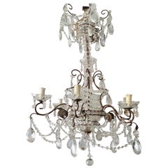Antique Italian "Crystal" and Metal Chandelier