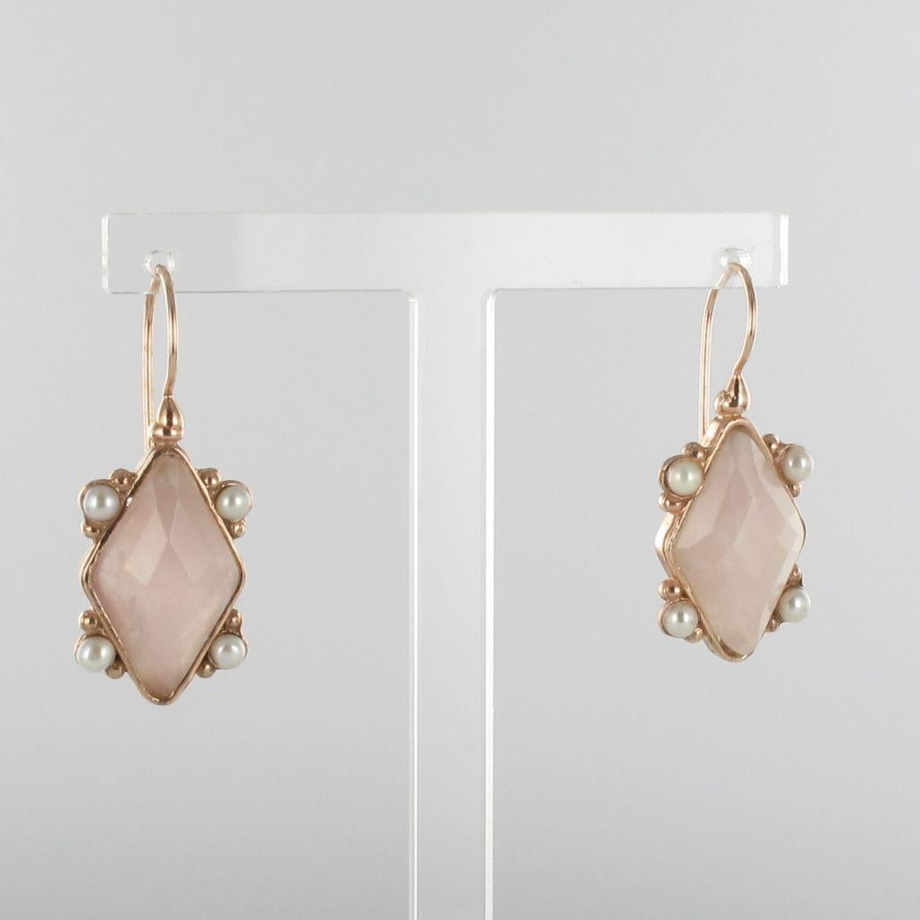 Italian Crystal and Pearl Vermeil Drop Earrings In New Condition In Poitiers, FR