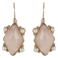 Italian Crystal and Pearl Vermeil Drop Earrings