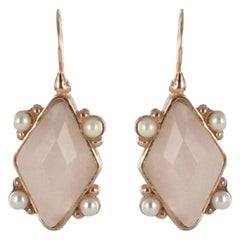 Italian Crystal and Pearl Vermeil Drop Earrings