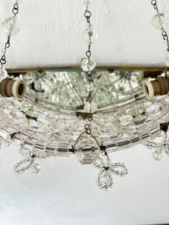 Italian Crystal Beaded Basket Mirrors Sconces, circa 1920 RARE