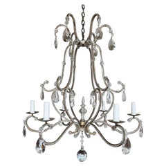 Italian Crystal Beaded Chandelier, Mid-20th Century