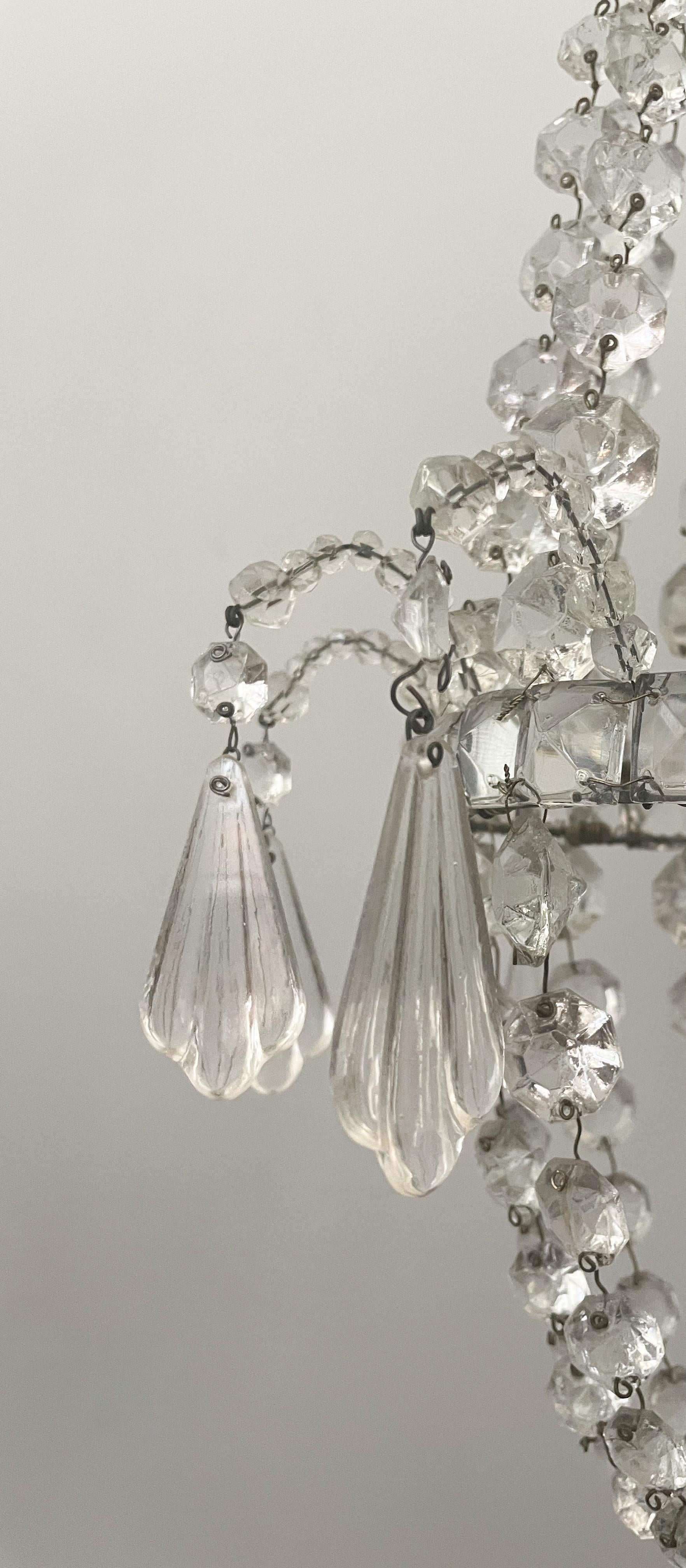 Cristal Lustre à suspension italien en perles de cristal en vente