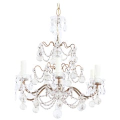 Italian Crystal Beaded Chandelier with Glass Ball Drops