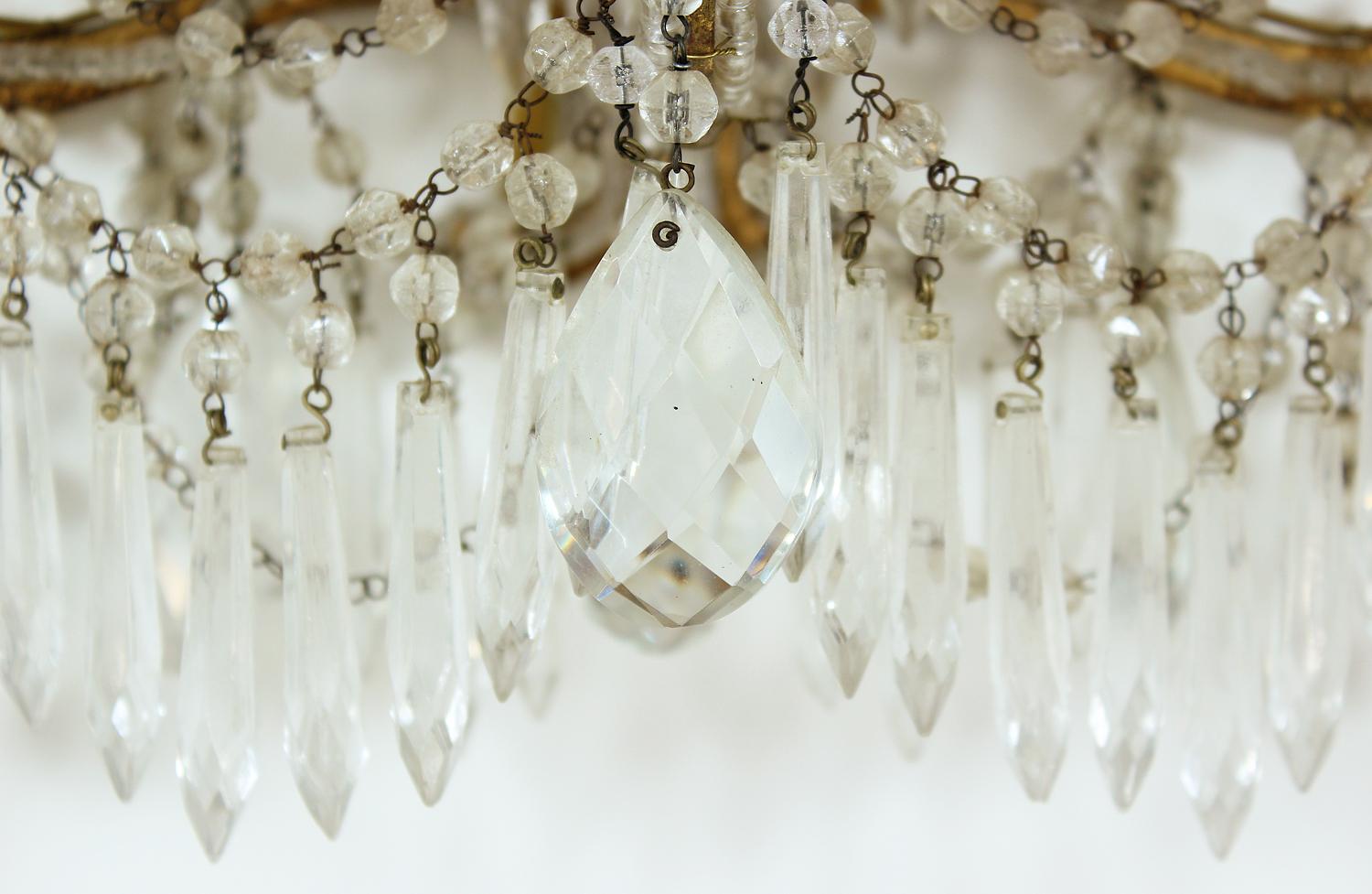 Iron Pair of 1920's Italian Crystal Beaded Sconces