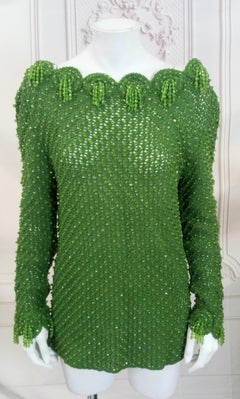 Italian Crystal Beaded Wool Hand Crafted Sweater