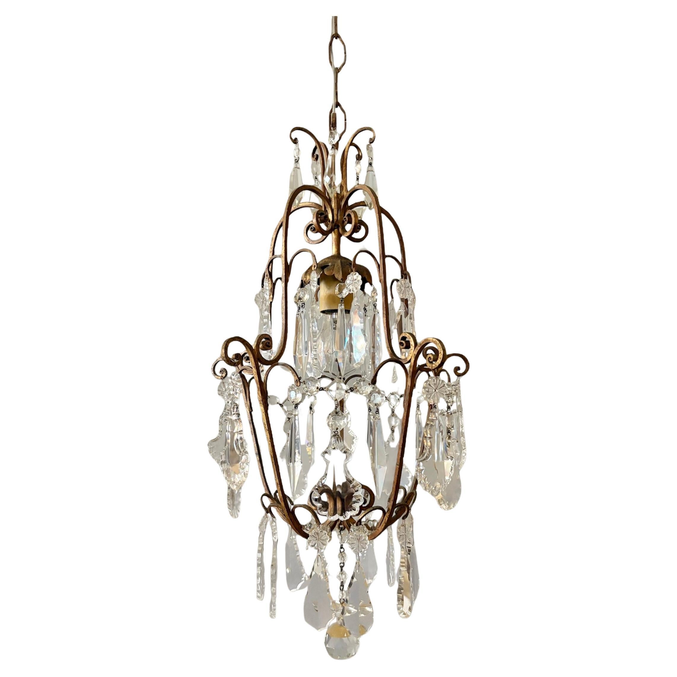 Lustre italien en cage de cristal
