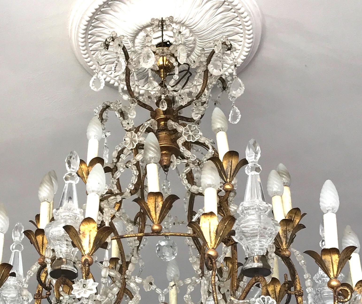 Italian Crystal Chandelier 18th Century Louis XVI Piedmonte Glamour 1