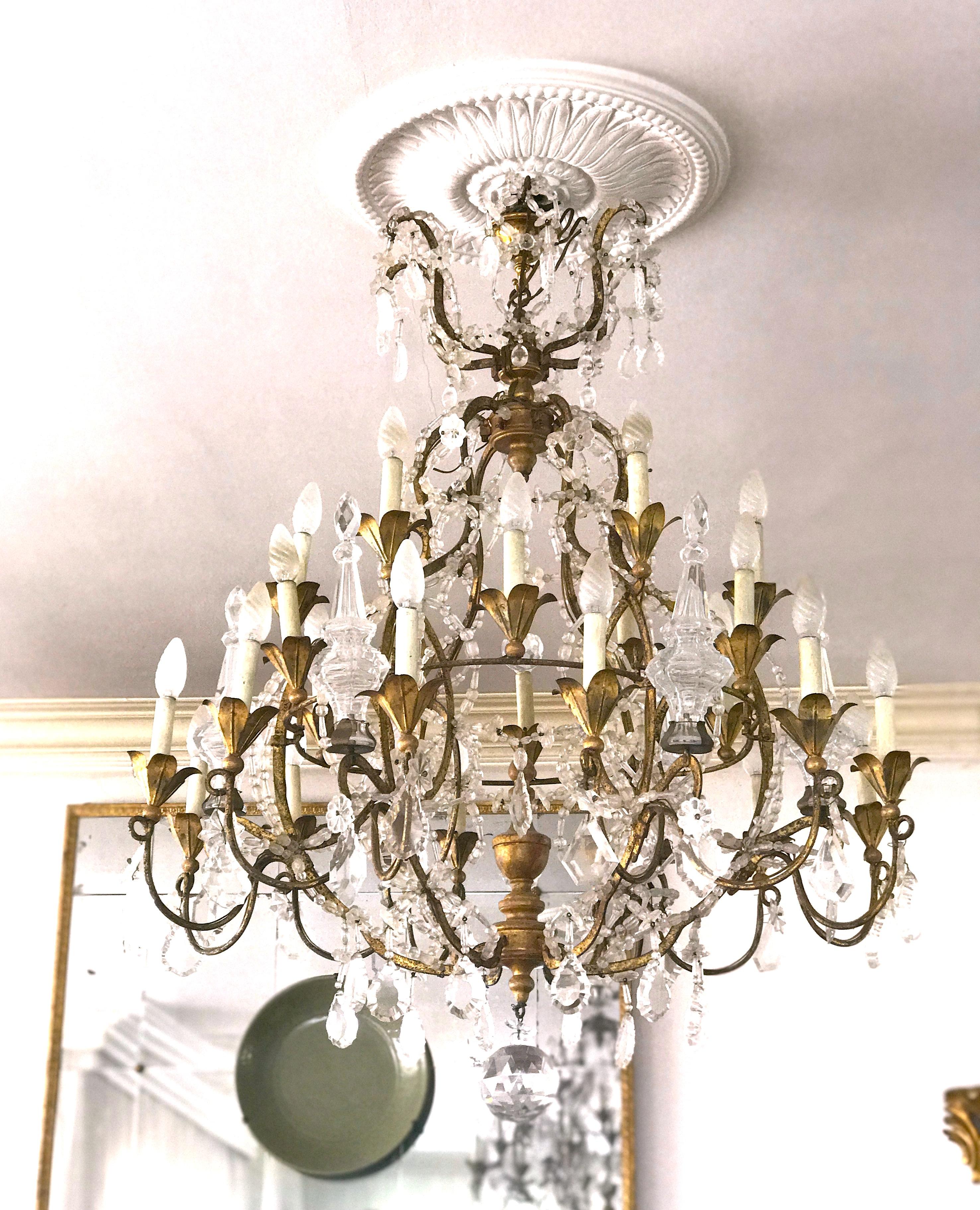 Italian Crystal Chandelier 18th Century Louis XVI Piedmonte Glamour 3
