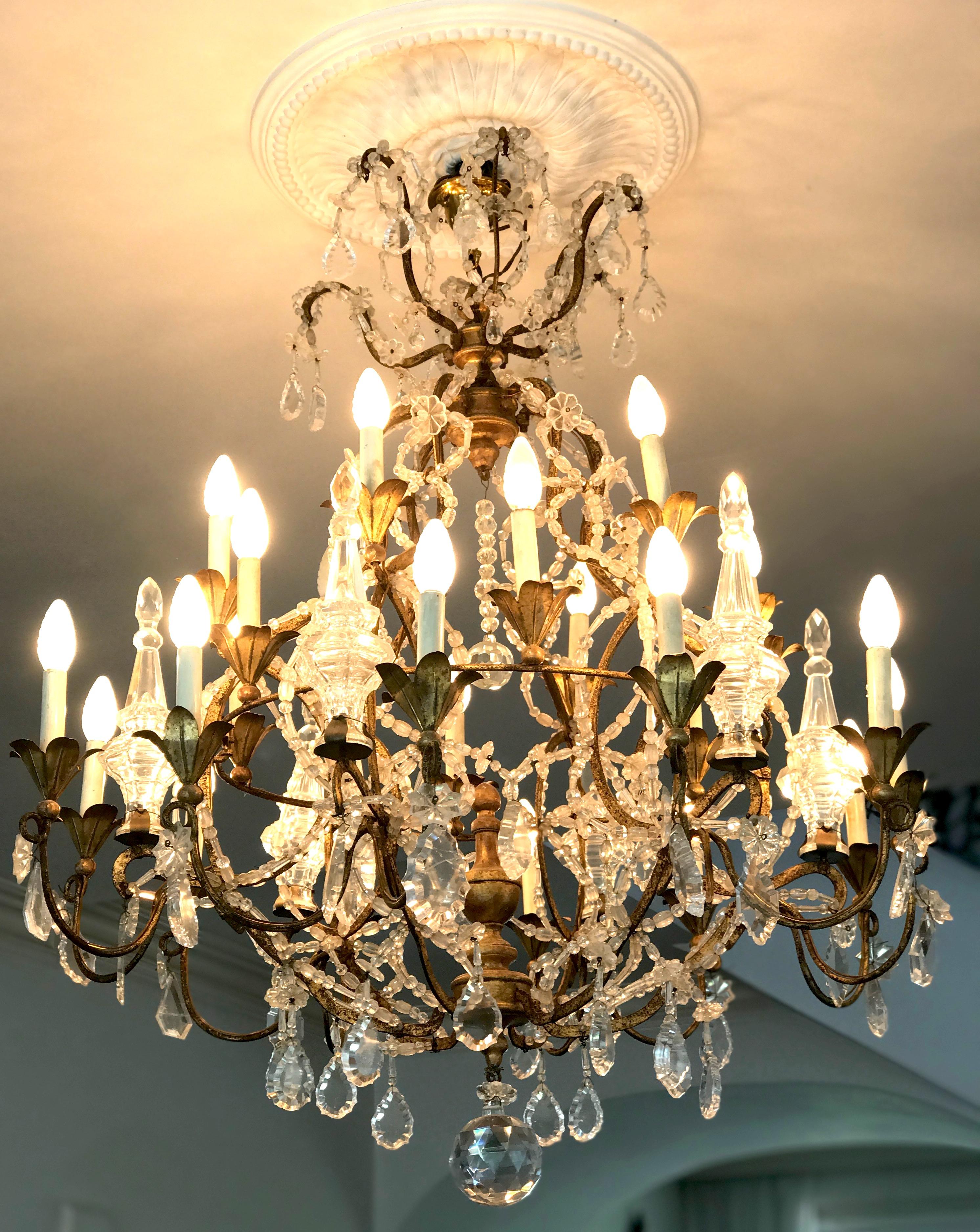 Italian Crystal Chandelier 18th Century Louis XVI Piedmonte Glamour 5