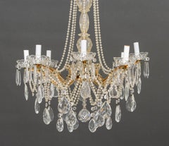 Italian Crystal Chandelier, With Eight-Branch Brass Frame