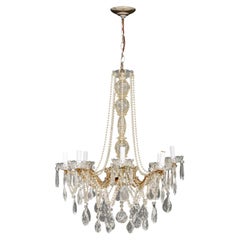 Italian Crystal Chandelier, With Eight-Branch Brass Frame