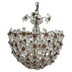 Italian Crystal Chandelier with Beaded Flowers