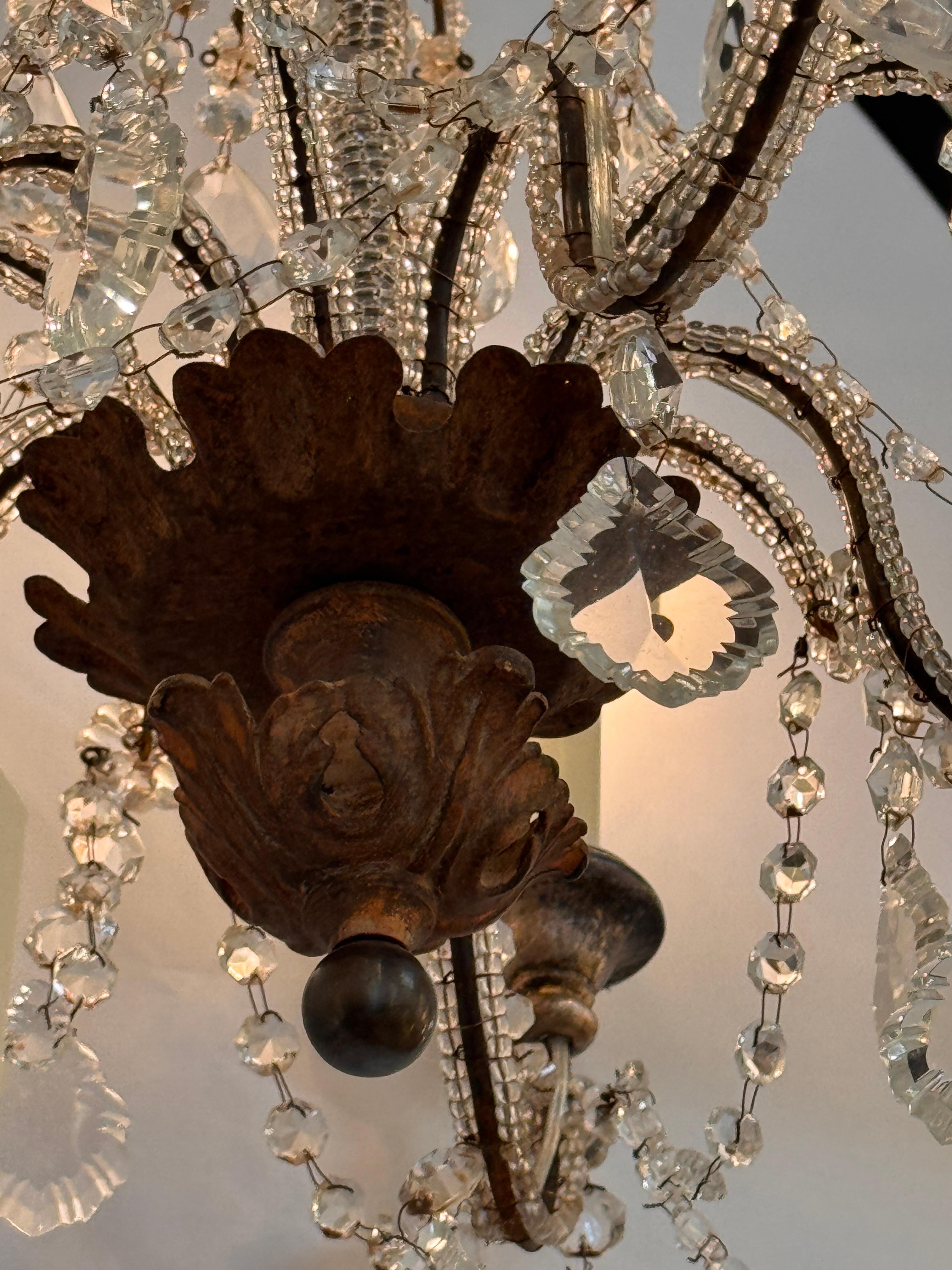 Italian Crystal Chandelier With Draped Beading For Sale 3